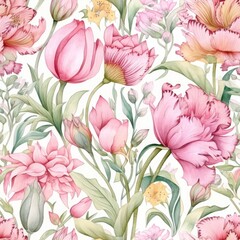 Obraz premium Botanical cute illustration in pastel colours for packaging design as a seamless print pattern