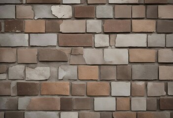 Old brown gray vintage shabby patchwork motif tiles stone concrete cement wall texture background ba