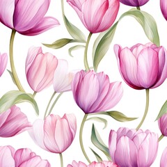 Obraz premium watercolor seamless pattern featuring tulip