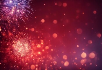 Silvester new year background panorama banner long Firework fireworks on red texture with bokeh lig