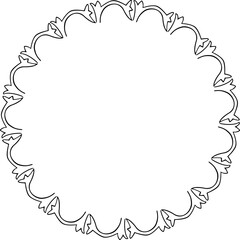 Round frame. Circle Ornamental decorative frame with floral element
