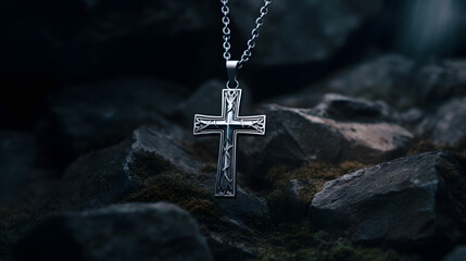 Religiöse Halskette mit Kreuz / Rosenkranz