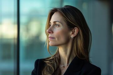 female CEO, confident and powerful, minimalist jewelry