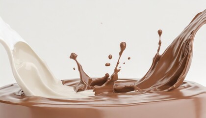 milk and chocolate splash smooth abstract shapes with clipping path , 3d rendering - obrazy, fototapety, plakaty