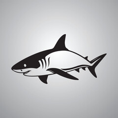 shark fish animal on sea or ocean vector black and white illustration under water dolphin