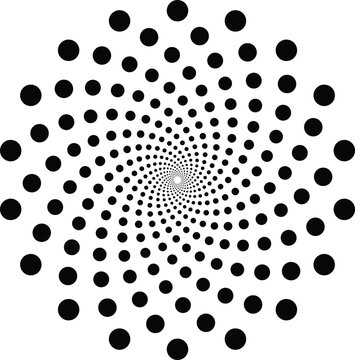 Circle dotted pattern spiral flower isolated on white background vector illustration