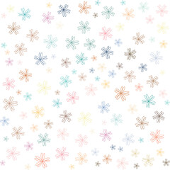 Pattern of seamless cute asterisk flower isolated on white background multi-color vector illustration