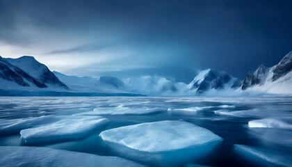 Icebergs in Antarctica. Global warming and climate change concept.