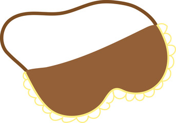 Brown and yellow sleeping eye mask for travel or relaxation. Comfortable sleep accessory with soft edges vector illustration.