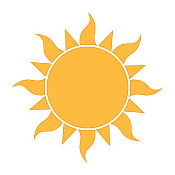 sun shape symbol, vector illustration of simple yellow star