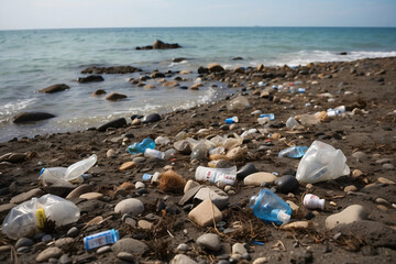 Fototapeta na wymiar plastic waste on the beach