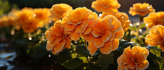 Elegant marigold bloom in water.
