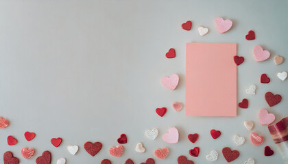 Beautiful pink heart on blue background, congratulations and anniversary concept, Valentine's Day background. Pink, red and blue color palette wallpaper.