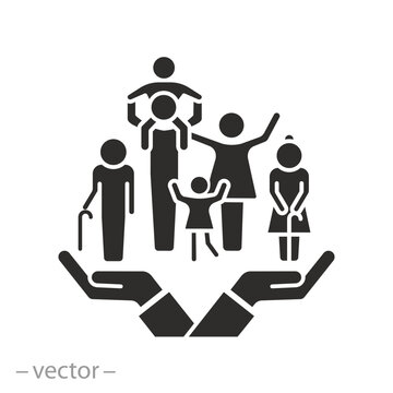 big kinship together icon, family, concept save dynasty, flat symbol - vector illustration