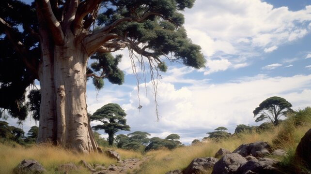 African maasai mara baobab trees huge picture Ai generated art