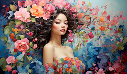 Obraz na płótnie Canvas woman with flowers