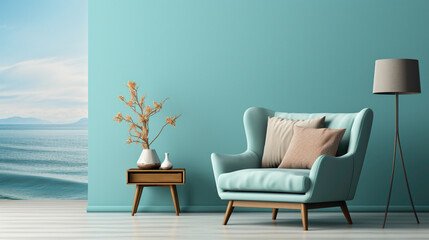 A seamless transition from oceanic teal to sky blue, evoking a sense of tranquility