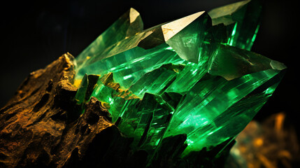 Macro shot of luminous emerald specimen world