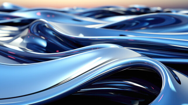 A sleek silver abstract background with metallic reflections and futuristic elements.