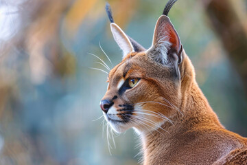The graceful feline Caracal is caught in a moment of intense focus