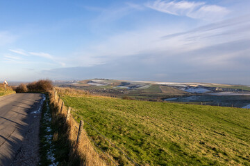 View of the South Downs in West Sussex on a winter's day