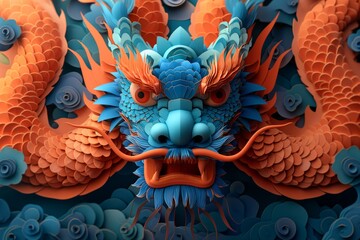 Chinese New Year celebration concept. Paper layered illustration