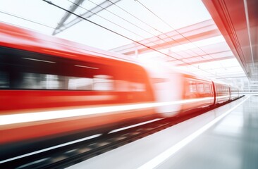 Fototapeta na wymiar red and white train motion.