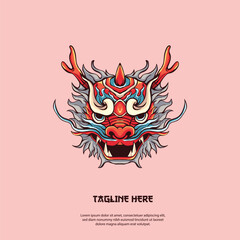 vector illustration of dragon head for chinese new year