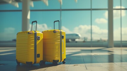 two luggages in front of a window.