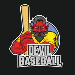 baseball club logo vector art illustration devil team design