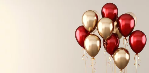 Foto op Canvas ared and gold balloons in a background. © olegganko