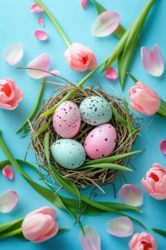top view copy space easter background.