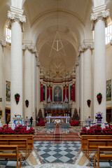 vertical view of the altar of the St. John the Baptist Church on Gozo Island in Malta