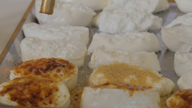  A Traditional Indonesian Street Food close-up. Uli Bakar sticky rice food.