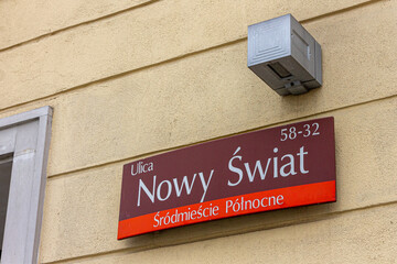 Warsaw, Poland. Nowy Swiat (New World Street), one of the main historic thoroughfares of Central Warsaw