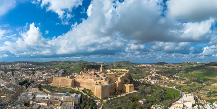 drone view of the Cittadella fortress in Victoria on Gozo Island in Malta