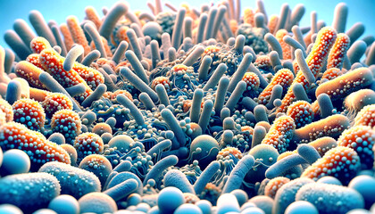 Dental plaque bacterial flora 3D illustration