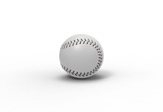 Baseball ball side view with shadow 3d render