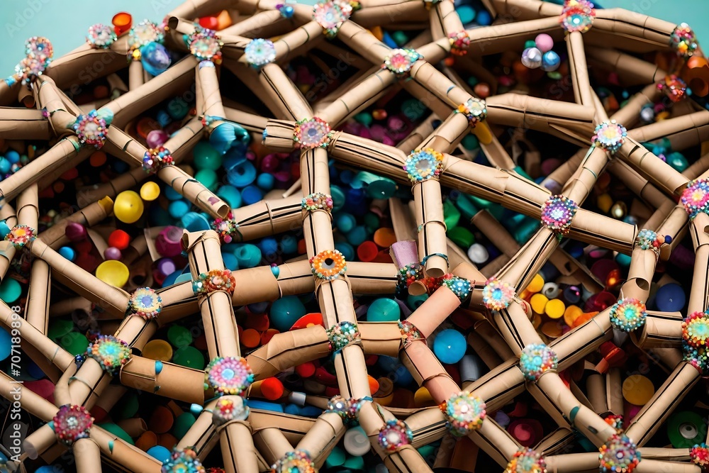 Poster a diy kaleidoscope made from cardboard tubes, mirrors, and colorful beads, creating mesmerizing patt