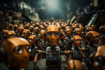 an army of robots controlled by AI - obrazy, fototapety, plakaty