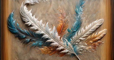 magical, colorful abstraction in the form of feathers and splashes of paint
