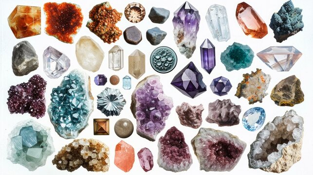 Collection set of semi-precious gemstones stones 