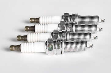 Spark plugs on a white background