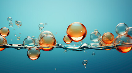 A minimalistic composition of floating soap bubbles.
