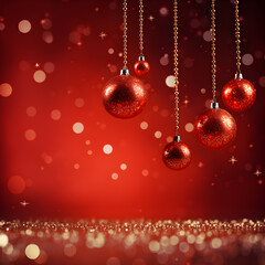 Fototapeta na wymiar Enchanting holidays: bright red background, New Year's magic and warmth, created by AI