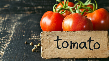 fresh tasty tomatoes on a wooden table