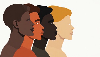 Silhouettes of three diverse profiles representing unity for Black History Month.