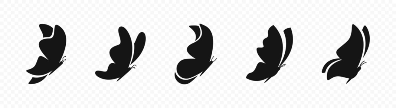 Butterfly vector icons. Flying butterflies silhouette. Butterfly silhouettes