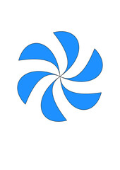 blue propeller, spiral, swirl, ornament, symbol, graphic, design, symmetry, graphics,