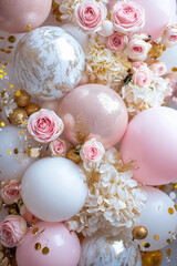 Elegant Celebration Concept with Balloons and Roses for Festive